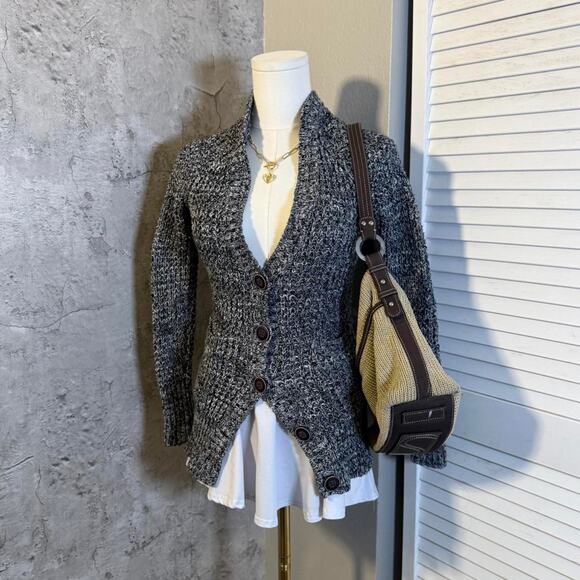 American Eagle Grey Knit Fall Cardigan with buttons - Picture 2 of 6